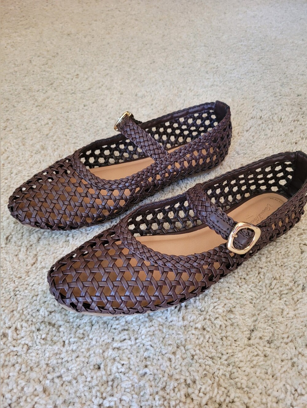 The Popular Woven Mary Jane  Brown  Textured Flat  Stylish & Polished Yet Casual - Picture 4 of 8